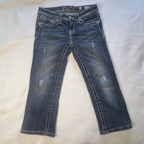 Miss Me Jeans Girls Size 14 Capri Length Style JK5163P1 Embellished Bedazzled - Picture 1 of 12